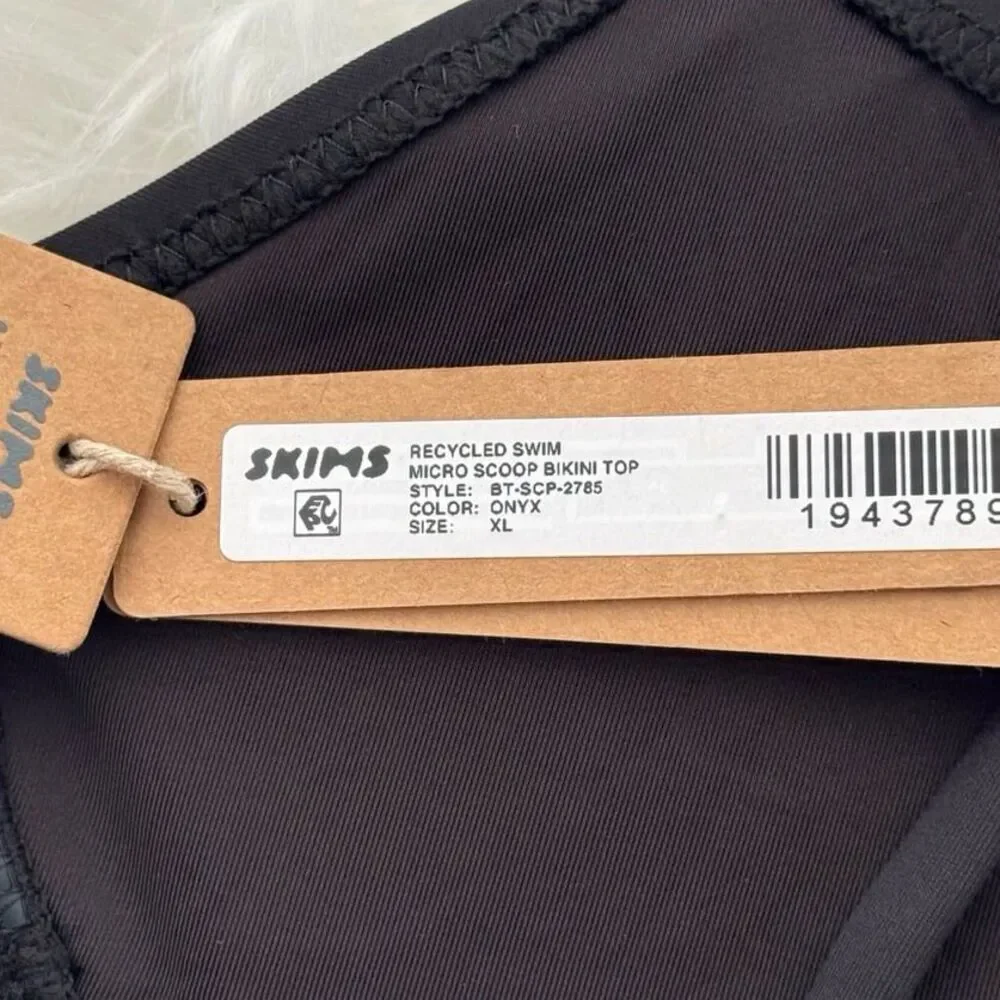 Skims Signature Swim Micro Scoop Bikini Top Onyx XL
